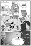 anthro candy canid canine canis chocolate comic dessert digital_media_(artwork) domestic_dog duo english_text flashback food fur greyscale holidays ice_cream male mammal monochrome naruever offscreen_character solo_focus text tongue valentine's_day wolf