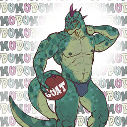 abs anthro ball basketball_(ball) biceps bulge clothed clothing facial_piercing green_body green_scales head_spikes male mouth_piercing multicolored_claws muscular muscular_anthro muscular_male neck_piercing nipples nose_piercing pecs piercing purple_spikes scales solo spikes spikes_(anatomy) stocky tail text triceps underwear underwear_only yellow_sclera ktsuart goat_(movie) sony_corporation sony_pictures modo_olachenko komodo_dragon lizard monitor_lizard reptile scalie 1:1 2026 digital_media_(artwork) hi_res
