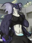 3_eyes 4_arms anthro apode balls_outline beverage_can big_bulge big_penis bucklethong bulge detailed_bulge fangs genital_outline genitals gym heterochromia hood huge_bulge huge_penis hyper hyper_bulge hyper_genitalia hyper_penis legless male multi_arm multi_eye multi_limb muscular muscular_male nipples pecs penis penis_base penis_outline rumpy_apode serpentine smile solo teeth toned_stomach covenant_(artist) taketzu draconcopode naga reptile scalie absurd_res hi_res