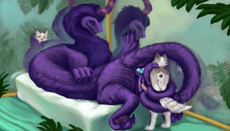 anal anal_penetration anthro anus big_butt butt buttplug buttplug_in_ass buttplug_insertion claws duo erection female feral fur genitals green_eyes imminent_vaginal knot male male/female object_in_ass pawpads penetration penis pink_knot pink_pawpads pink_penis plug_(sex_toy) plug_insertion purple_anus purple_body purple_claws purple_fur purple_vulva sex_toy sex_toy_in_ass sex_toy_insertion size_difference vulva tenlina mythology jagan_(ratld) dragon eastern_dragon mythological_creature mythological_scalie scalie hi_res