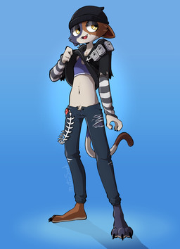 3_toes 4_fingers anthro barefoot beanie belly_tuft biped black_beanie black_clothing black_hat black_headwear black_hoodie black_topwear blue_background bottomwear bra cheek_tuft chest_tuft clawed_hands claws clothed clothing clothing_lift countershade_feet countershading crotch_tuft cute_fangs denim denim_bottomwear denim_clothing dipstick_tail eyeshadow facial_tuft fangs feet female female_anthro finger_claws fingers fish_hook fish_hook_piercing front_view fur glistening_eyelids half-closed_eyes hat headgear headwear hindpaw hoodie hoodie_lift hook jeans looking_aside looking_away makeup markings midriff multicolored_body multicolored_fur multicolored_head multicolored_tail narrow_hips narrowed_eyes navel navel_tuft noseless on_model open_bottomwear open_clothing open_mouth open_pants open_smile pants partially_clothed paws piercing pivoted_ears plantigrade pose pubes_exposed shadow shirt simple_background skinny sleeves slim smile solo sports_bra standing striped_sleeves tail tail_markings teeth thigh_gap thin_calves thin_legs thin_thighs three-quarter_view toe_claws toes tongue topwear topwear_lift torn_bottomwear torn_clothing torn_pants tuft underwear yellow_eyes mistersnek epic_games fortnite meow_skulls calico_cat domestic_cat felid feline felis mammal 2023 absurd_res digital_drawing_(artwork) digital_media_(artwork) full-length_portrait hi_res portrait signature