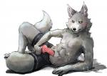 animal_genitalia animal_penis anthro balls black_nose black_sclera blush bodily_fluids canine_genitalia canine_penis clothed clothing cum cum_on_belly cum_on_body cum_on_hand fur genital_fluids genitals green_eyes grey_body grey_fur kemono knot looking_at_viewer lying male on_side partially_clothed penis pink_penis simple_background solo topless white_background hot_dog_wolf rokh_(artist) third-party_edit zinovy canid canine canis mammal wolf 2016 censor_removal_edit hi_res