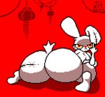 2023 angry animated big_butt bloody_bunny blue_background breasts butt butt_focus butt_slap chinese_zodiac digital_media_(artwork) disembodied_hand duo easter finger_wag generation_4_pokemon gesture holidays huge_butt looking_at_viewer lopunny male middle_finger nintendo nude pixel_(artwork) pixel_animation pokemon pokemon_(species) presenting presenting_hindquarters shaking_head short_playtime signature simple_background slap slapping_own_butt slapping_self small_tail solo_focus spanking stitch_(sewing) tail toilet_man white_breasts white_butt year_of_the_rabbit