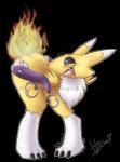 ambiguous_gender anthro bent_over biped blue_eyes burning butt butt_on_fire fire fur nude ouch pain simple_background solo standing transparent_background yellow_body yellow_fur dinogoat bandai_namco digimon canid canine digimon_(species) mammal renamon 2016 alpha_channel digital_media_(artwork) distracting_watermark signature watermark