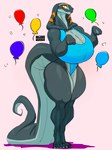 anthro big_breasts birthday breasts clothing curvy_figure fangs female hourglass_figure huge_breasts long_tail looking_at_viewer orange_eyes solo swimwear tail teeth thick_tail thick_thighs wide_hips anmtns shara_(anmtns) cobra reptile scalie snake 2022 digital_media_(artwork) hi_res