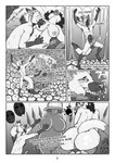 anthro balls breasts butt drugged duo female genitals knot male nipples nude penis pussy substance_intoxication text wasylthefox sanya_(wasylthefox) wasyl_vos canid canine fox mammal mustelid otter absurd_res comic digital_drawing_(artwork) digital_media_(artwork) english_text greyscale hi_res monochrome