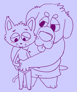 animated_gif anthro blush chibi clothing duo male nipples overweight overweight_male simple_background tongue tongue_out underwear osos canid canine canis domestic_cat domestic_dog felid feline felis mammal 2014 5:6 animated archived_source short_playtime