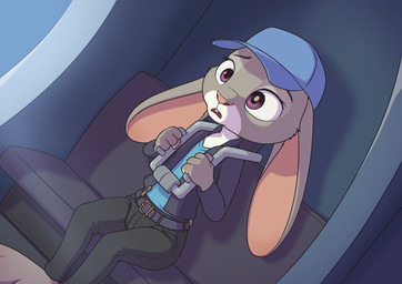 anthro baseball_cap belt biped black_bottomwear black_clothing black_pants blue_baseball_cap blue_clothing blue_hat blue_headwear bottomwear clothed clothing countershade_face countershade_fur countershade_torso countershading eyebrows female floppy_ears fur grey_body grey_fur hat headgear headwear inside jacket lop_ears open_mouth pants pink_nose shirt sitting solo teeth topwear white_body white_countershading white_fur worried minum disney zootopia judy_hopps lagomorph leporid mammal rabbit 2026 absurd_res hi_res