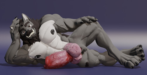 abs animal_genitalia animal_penis anthro areola balls barbell_piercing biceps big_balls big_muscles big_penis canine_genitalia canine_penis deltoids erection forearm_muscles fur genitals hair huge_balls huge_penis knot knotted_penis looking_at_viewer lying male muscular muscular_anthro muscular_male nipple_dip nipple_piercing nipples nude obliques on_side pecs penis piercing pose posing_for_picture quads simple_background solo vein veiny_balls veiny_muscles veiny_penis watanno wolber canid canine canis mammal wolf 3d_(artwork) digital_media_(artwork) hi_res