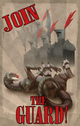 armor claws convenient_censorship female female_feral feral feral_armor furgonomics group headgear helmet lying on_back pawpads propaganda_poster sharp_teeth tail tail_armor tail_censorship teeth text weapon dragodi mythology riven_(atrumpet) dragon mythological_creature mythological_scalie scalie absurd_res english_text hi_res