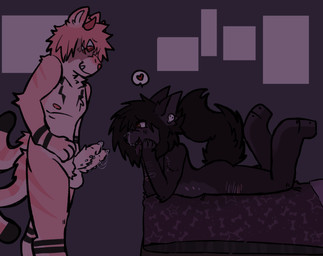 2_penises 4_fingers ambiguous_gender anthro arm_scar balls belly_nipples bite black_body black_fur bodily_fluids cum cum_on_face duo emo_haircut erection facial_scar fingers frenum_ladder frenum_piercing fur genital_fluids genital_piercing genitals horn ladder_piercing larger_male leg_scar lying male male/ambiguous multi_genitalia multi_penis on_front penile_spines penis penis_piercing piercing pink_body pink_fur precum prince_albert_piercing scar self-harm_scars shoulder_bite side_view simple_background size_difference skinny_male smaller_male standing tattoo thigh_scar tongue tongue_out toviah_(artist) hex_(toviah) toviah_(toviah) felid feline mammal pantherine tiger digital_drawing_(artwork) digital_media_(artwork) hi_res trans_(lore) trans_man_(lore)