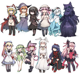 anthro axe big_breasts black_hair blonde_hair blue_body blue_eyes boots bow_(feature) bow_ribbon bra breasts clothed clothing clothing_lift dress dress_lift female flat_chested footwear green_eyes green_hair hair hat headgear headwear legwear leotard light_body magic_user maid_uniform navel navy_hair orange_hair pink_eyes pink_hair purple_body red_eyes shoes simple_background teal_eyes thigh_highs thong underwear uniform white_background white_hair witch witch_hat yellow_eyes nyong_nyong black_souls_(game) alice_(black_souls) cheshire_cat_(black_souls) dorothy_(black_souls) kuti_(black_souls) leaf_(black_souls) mabel_(black_souls) miranda_(black_souls) node_(black_souls) prickett_(black_souls) red_hood_(black_souls) sho_(black_souls) victoria_(black_souls) animal_humanoid aquatic aquatic_humanoid bat bat_humanoid cat_humanoid cheshire_cat_(species) cnidarian cnidarian_humanoid fairy felid felid_humanoid feline feline_humanoid goo_creature human humanoid jellyfish_humanoid lagomorph lagomorph_humanoid leporid_humanoid mammal mammal_humanoid medusozoan medusozoan_humanoid rabbit_humanoid 2021