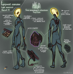 ambiguous_gender armor big_eyes clothed clothing color_swatch dark_eyes headgear helmet science_fiction solo spacesuit standing technology text tight_clothing taraelblackwing hlua_(taraelblackwing) alien alien_humanoid humanoid roswell_grey english_text hi_res model_sheet nonbinary_(lore)