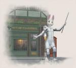 4_fingers booth booth_(structure) clothing fingers jet_pack legwear magic male phone_booth smile solo store tights zipper fuzzle_(artist) lagomorph leporid mammal rabbit hi_res