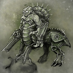 claws cybernetics machine male mask muscular ranged_weapon simple_background solo standing tail weapon sirtroglodon warhammer_(franchise) warhammer_40000 alien cyborg taur zoat 1:1 2015 digital_media_(artwork) hi_res