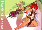 accessory anthro bodypaint bottomwear brown_body brown_fur clothed clothing female fur hair hair_accessory hairband holding_object holding_staff loincloth red_hair skimpy solo staff topwear tribal vest kiukiu wonga_donga_(kiukiu) felid lion mammal pantherine absurd_res hi_res