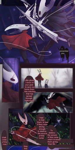 16_panel_comic 2_horns ambiguous_gender answer anthro attack biped black_body black_eyes cloak clothed clothing dialogue duo duo_focus empty_eyes eyelashes female fingers group holding_melee_weapon holding_object holding_weapon horn larger_ambiguous larger_female looking_at_another looking_up melee_weapon motion_lines nail_(weapon) orange_eyes question question_mark red_cloak red_clothing size_difference smaller_ambiguous sound_effects speech_bubble standing talking_to_another text thread trio walking weapon white_text writing_text ssleepyflowers hollow_knight_(franchise) team_cherry hollow_knight_(character) hornet_(hollow_knight) the_knight_(hollow_knight) arthropod infected_(species) vessel_(species) 2025 absurd_res comic english_text hi_res long_image tall_image half_sister_(lore) sibling_(lore) sister_(lore)