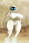 5_fingers anthro anthrofied big_breasts blue_eyes blurred_background breasts curvy_figure duo empty_eyes female fingers fire_extinguisher flying hourglass_figure huge_breasts huge_hips low-angle_view machine multicolored_body noseless not_furry screen screen_face solo thick_thighs two_tone_body white_body wide_hips mantrinrus disney pixar wall-e eve_(wall-e) humanoid robot robot_humanoid hi_res