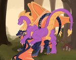 anal anal_penetration animal_genitalia anus balls butt claws dominant duo feral genitals horn male male/male male_penetrated male_penetrating male_penetrating_male penetration penis purple_body sex smile tail tail_anus tongue tongue_out wings neyyrie activision mythology spyro_the_dragon karth spyro dragon lizard mythological_creature mythological_scalie reptile scalie 5:4 absurd_res digital_media_(artwork) hi_res