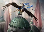 architecture armor art_nouveau atmospheric_perspective beak building city city_background cityscape classical_architecture duo feathered_wings feathers feral gothic_architecture holding_object holding_weapon knight looking_away melee_weapon neo-classical_architecture on_top on_top_of polearm quadruped renaissance_architecture riding saddle spear spread_wings standing straddling tail warrior weapon wings johannes_voss hasbro magic:_the_gathering mythology wizards_of_the_coast avian gryphon human mammal mythological_avian mythological_creature official_art