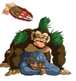 ambiguous_gender anthro balls duo feet fur genitals hair male nude prehensile_feet toes kanai_(artist) ape gorilla haplorhine mammal monkey primate