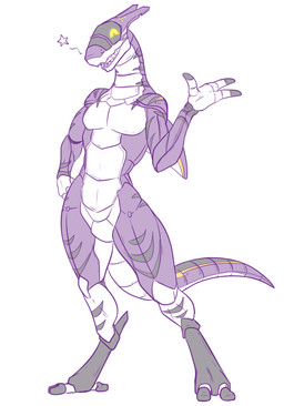 anthro curvy_figure fangs gesture hand_on_hip happy looking_at_viewer machine male solo spread_legs spreading star_symbol tail teeth waving conditional_dnp samagthrav2 fish marine robot shark synth_(vader-san) absurd_res hi_res