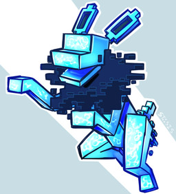 ambiguous_gender blue_body blue_ears blue_fur blue_inner_ear blue_tail eyeless feral fur grey_background jumping mane open_mouth simple_background solo tail tuft white_background stasis_(artist) nintendo pokemon shockwave_(liquafusion) eeveelution generation_1_pokemon jolteon pokemon_(species) hi_res watermark