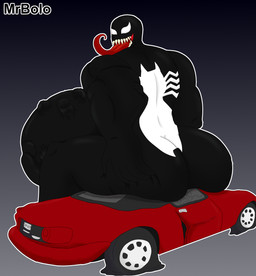 after_vore ambiguous_gender big_butt big_muscles black_body butt car destruction emblem empty_eyes group hand_on_butt long_tongue looking_back male male_focus muscular not_furry sharp_teeth sitting solo_focus teeth tongue tongue_out trio vehicle vehicle_destruction vore mrbolo marvel venom_(marvel) alien alien_humanoid humanoid symbiote hi_res story_at_source