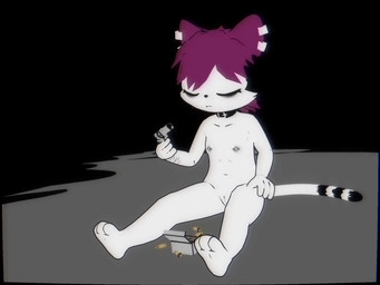 2d_on_3d 3_toes 4_fingers alternative_fashion ammunition anthro anticipation barefoot bullet clenched_eyes clenched_teeth collar collar_only collarbone curling_toes ear_piercing emo eye_bags eyes_closed facial_piercing feet female fingers flat_chested flinch flinching genitals grimace gun gun_to_head hair hair_motion handgun imminent_death imminent_pain imminent_suicide innie_vulva jiggle_physics lip_piercing messy_hair navel nipple_piercing nipples nude piercing pistol purple_hair ranged_weapon revolver russian_roulette scar scared self-harm_scars sitting soles solo spinning_weapon suicidal_ideation suicide_attempt tail tail_motion teeth toes vulva weapon wince e254e veronica_(e254e) domestic_cat felid feline felis mammal 2d_animation 3d_(artwork) 3d_animation 4:3 animated digital_media_(artwork) hi_res short_playtime sound webm