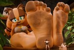 5_toes anthro bodily_fluids breasts cum cum_on_feet dirty dirty_feet extreme_size_difference feet female foot_fetish foot_focus foot_lick foot_play genital_fluids group humanoid_feet licking low-angle_view male male/female plantigrade size_difference soles toes tongue trio polyphius sega sonic_boom sonic_the_hedgehog_(series) sticks_the_jungle_badger human mammal 3d_(artwork) absurd_res digital_media_(artwork) hi_res