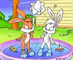 anthro balls curious duo exclamation_point female flaccid fur genitals innocence kiddie_pool male navel nude orange_body orange_fur penis pussy question_mark scut_tail sexual_exploration short_tail show_me_yours swimming_pool tail white_body white_fur young young_anthro andybunny andy_(andybunny) mimi_(andybunny) lagomorph leporid mammal rabbit 2007