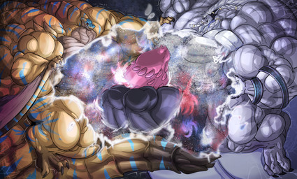 2_penises anthro balls big_balls big_muscles big_penis body_size_growth diphallism duo genitals growth_lines huge_balls huge_muscles huge_penis hyper hyper_balls hyper_genitalia hyper_muscles hyper_penis macro male multi_genitalia multi_penis muscular object_penetration penile_spines penis size_transformation space terra_macro transformation universe fierglief capcom monster_hunter mythology achak grev_(greviste) dragon flying_wyvern mythological_creature mythological_scalie scalie tigrex hi_res