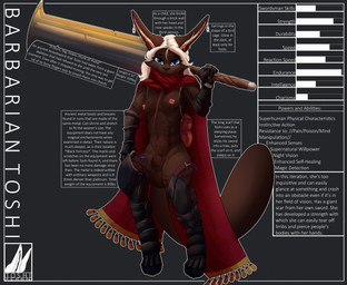 animal_genitalia anthro armor armwear backpack balls belt black_body black_fur breasts clothing ear_piercing elbow_gloves fur genitals giant_sword gloves gynomorph hair handwear intersex legwear looking_at_viewer melee_weapon nipple_piercing nipples nude piercing scar scarf simple_background smile solo sword tail text weapon ferrn toshi_(ferrn) felid feline mammal pantherine absurd_res digital_media_(artwork) english_text hi_res model_sheet herm_(lore)