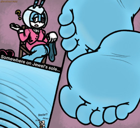 5_toes anthro big_feet clothing duo extreme_size_difference feet female female/female foot_fetish foot_focus footwear holding_clothing holding_footwear holding_object holding_socks oblivious sitting size_difference socks text toes shrinkybee idw_publishing sega sonic_the_hedgehog_(comics) sonic_the_hedgehog_(idw) sonic_the_hedgehog_(series) jewel_the_beetle lanolin_the_sheep_(sonic) arthropod beetle bovid caprine insect mammal sheep hi_res