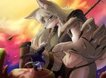 anthro braided_hair breasts clothing destruction duo female hair macro male size_difference weapon son2j lea_(son2j) canid canine canis mammal wolf 2019