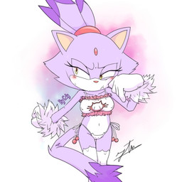anthro blush breasts cat_cutout cat_lingerie cleavage_cutout clothing cutout dipstick_tail eyelashes female forehead_gem front_view fur gem gloves handwear lingerie markings navel nipple_outline pink_nose purple_body purple_fur simple_background solo tail tail_markings white_background white_body white_clothing white_fur white_gloves white_handwear yellow_eyes caly_(artist) zeunnert_tw sega sonic_the_hedgehog_(series) blaze_the_cat domestic_cat felid feline felis mammal 1:1 hi_res