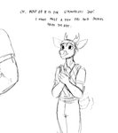 2021 anthro antlers cat_knight clothed clothing comic deer deer_prince dialogue domestic_cat duo english_text felid feline felis female hi_res hladilnik horn male mammal monochrome simple_background sweater sweater_vest tail tail_motion tailwag text topwear vest