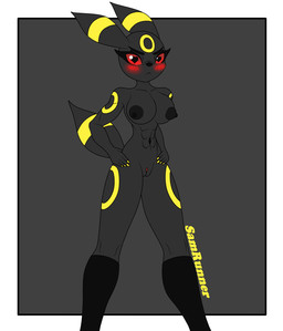 anthro areola black_areola black_nipples breasts clothing female genitals heart_eyes heart_symbol legwear lingerie nipples nude nude_female presenting school school_uniform small_waist solo spread_legs spreading teacher thigh_highs uniform vulva samrunner nintendo pokemon eeveelution generation_2_pokemon humanoid pokemon_(species) umbreon hi_res