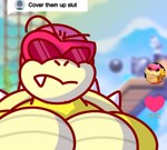 anthro big_pecs clothed clothing confusion covered_eyes eyewear hairless looking_at_viewer male muscular muscular_anthro muscular_male pecs shirtless shirtless_anthro shirtless_male solo spikes surprise teeth text topless topless_anthro topless_male anonymous_artist cover_them_up_slut mario_bros nintendo koopaling roy_koopa animal_humanoid humanoid koopa reptile scalie turtle digital_media_(artwork) english_text hi_res meme redraw shaded