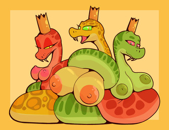bedroom_eyes breasts busty_feral coiled_up coiling crown entangled female female/female feral group headgear looking_at_viewer narrowed_eyes nipples non-mammal_breasts non-mammal_nipples royalty seductive trio ikakins disney hoppers_(disney) pixar reptile_queens_(hoppers) reptile scalie snake hi_res incest_(lore) sibling_(lore) sister_(lore) sisters_(lore)