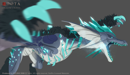back_fur back_spikes biped bipedal_feral black_body black_fur black_sclera blue_body blue_claws blue_eyes blue_insides blue_scales blue_teeth blue_tongue breath claws copyright_symbol countershade_neck countershade_scales countershade_torso countershading crystal_spikes ear_fins exposed_teeth female female_feral feral fin fur furrowed_eyebrows grey_background head_crest leg_fur membrane_(anatomy) membranous_wings motion_blur open_mouth pupils scales sharp_teeth simple_background slim_female slim_feral slit_pupils small_waist snout solo spikes spikes_(anatomy) spread_wings symbol teeth text tongue ventral_scales white_body white_countershading white_membrane white_wings winged_arms wings il_kwang_kim snkkof dota dota_dragon's_blood european_mythology mythology netflix valve valve_corporation lirrak aquatic aquatic_dragon deity dragon eldwurm_(dragon's_blood) furred_dragon furred_scalie mythological_creature mythological_scalie scalie western_dragon wyvern 2021 3d_(artwork) absurd_res cel_shading concept_art copyright_name digital_media_(artwork) english_description english_text hi_res official_art portrait shaded three-quarter_portrait