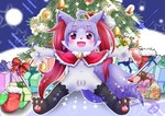 anthro black_body blush bottomless butt clitoris clothed clothing female flat_chested genitals gift holidays loli looking_at_viewer navel open_mouth purple_body pussy solo spread_legs spreading young young_anthro vio023 christmas nintendo pokemon braixen generation_6_pokemon pokemon_(species) hi_res