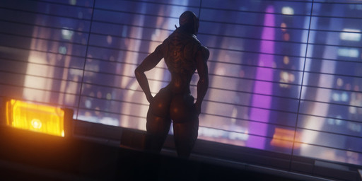 big_butt butt computer electronics female hands_on_hips holographic_screen inside nude rear_view solo standing thick_thighs window angrydraconequus conditional_dnp ghost0fonyx_(modeler) bioware electronic_arts mass_effect alien avian turian 3d_(artwork) blender_(artwork) blender_cycles_(artwork) digital_media_(artwork) hi_res