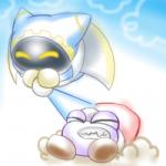 clothing duo fool's_hat hat headgear headwear not_furry box_xod kirby_(series) nintendo magolor marx_(kirby) waddling_head 1:1 2019 low_res