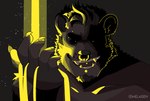 anthro black_sclera brown_body brown_fur claws facial_piercing fur looking_at_viewer male nose_piercing nose_ring open_mouth open_smile piercing ring_piercing smile solo teeth yellow_claws yellow_eyes melaisen bear mammal 2021 absurd_res bust_portrait digital_media_(artwork) hi_res portrait