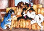 2014 animal_genitalia balls bard baseball_cap black_hair blue_fur brown_hair canine canine_penis doberman dog erection eyes_closed feline feline_penis fellatio foursome fur gay group group_sex hair hat hay husky knot lion male mammal nude oral oral_sex penis sex sitting sofa tanuki_(artist) tongue tongue_out white_fur
Rating: Explicit
Score: 7
User: tony311
Date: March 09, 2014