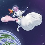 anthro astronaut big_breasts big_teats breasts breasts_and_teats clothing earth female genitals gun huge_breasts huge_teats hyper hyper_teats planet purple_body ranged_weapon solo space teats weapon 09hankris hyperstorm_h friendship_is_magic hasbro my_little_pony cheerilee_(mlp) earth_pony equid equine horse mammal pony 1:1 2020 absurd_res hi_res signature