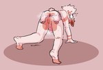 all_fours anthro anus balls bodily_fluids butt cotton_tail erection fur genital_fluids genitals hand_on_butt looking_back male multicolored_body multicolored_fur nervous_smile nude open_mouth penis pink_body pink_fur red_eyes simple_background solo spread_anus spread_butt spreading two_tone_body two_tone_fur sinnerbuns tobi_(wiener-fag) lagomorph leporid mammal rabbit digital_media_(artwork) hi_res shaded