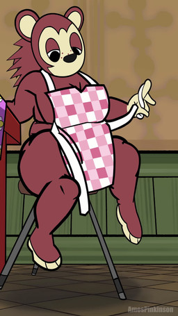 anthro apron apron_only bottomless breasts chair cleavage clothed clothing curvy_figure female furniture on_chair overweight partially_clothed partially_clothed_anthro partially_clothed_female sitting sitting_on_chair solo stool thick_thighs wide_hips amespinkinson animal_crossing nintendo sable_able eulipotyphlan hedgehog mammal 9:16 animated hi_res no_sound short_playtime video