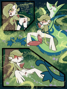2_penises 3_panel_comic andromorph andromorph/male animal_genitalia animal_penis anthro anthro_on_feral anthro_penetrated anus bent_over bestiality big_clitoris blush blush_lines bodily_fluids body_blush breath clitoris cum cum_in_vagina cum_inflation cum_inside cum_spurt cum_trail dialogue drooling drooling_tongue duo ear_piercing ear_ring feral feral_penetrating feral_penetrating_anthro forest forest_background genital_fluids genitals grass green_body green_hair hair hemipenes impregnation inflation intersex intersex/male interspecies leaning_on_tree looking_back looking_pleasured male moan multi_genitalia multi_penis nature nature_background onomatopoeia ovum panting penetration penis pheromones piercing plant pollen presenting red_eyes restrained_arms restrained_by_vines restrained_waist ring_piercing saliva sex sound_effects sperm_cell spread_legs spread_vulva spreading text tree unusual_anatomy unusual_genitalia unusual_penis vaginal_fluids vines vulva vulva_blush white_body yellow_eyes anonymous_gardevoir nintendo pokemon fan_character gardevoir generation_3_pokemon generation_5_pokemon humanoid pokemon_(species) reptile scalie serperior shiny_pokemon snake 3:4 comic english_text hi_res trans_(lore) trans_man_(lore)